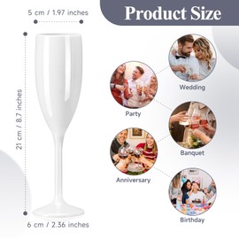 XUWAIDSGN Champagne Flute Acrylic Champagne Glasses Wedding Toasting Champagne Flute Goblet Plastic Reusable Unbreakable Champagne Cups for Bachelorette Wedding Bridal Shower Party (White, 10)