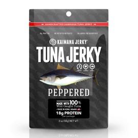 Kaimana Wild-Caught Ahi Tuna Jerky - Peppered | Rich in Omega-3s & High in Protein | All-Natural & Organic Fish Jerky (2 oz)