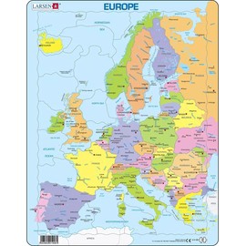 Larsen Puzzles Europe Map 37 Piece Children's Educational Jigsaw Puzzle