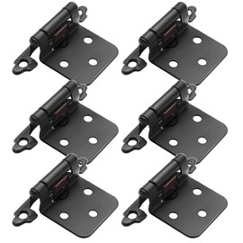 Matte Black 1/2" Overlay Cabinet Hinges, 6 Pack (3 Pairs) Self Closing Hinges for Kitchen Cabinet Doors