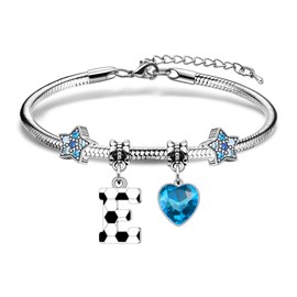 Hcvone Football Bracelet Initial Bracelet For Women Girls Football Gifts Football Players Gift Football Lovers Jewellery Letter Alphabet Starfish Shining Bracelet (E)