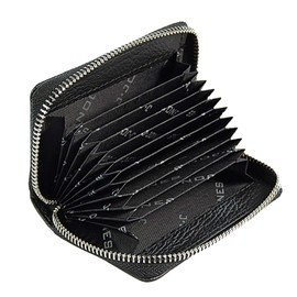 GoBago Credit Card Holder Leather Wallet with RFID Protection Card Wallet Zip, black, M, credit card sleeve wallet