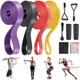 Fentar Pull Up Resistance Bands, 4 Levels Resistance Bands Set, Strong Elastic Bands, Pull Up Assistance Bands, Exercise Bands Resistance for Men Women, Workout Bands with Handle Anchor Mesh Bags
