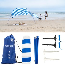 ALYCASO Beach Wind Shade Canopy, Shade Sun Shelter Tent for Beach, Backyard, Grassland, Park, Light Weight, Easy Set Up, 78 Sq. Ft. of Shade for 1-3 People, Lite Blue Tint
