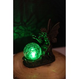 Solar Gazing Fairy Angel Light with Crystal Ball Outdoor Garden Solar Colour Changing Light Statue Angel Figurine Outdoor Indoor Ornament Garden Lighting