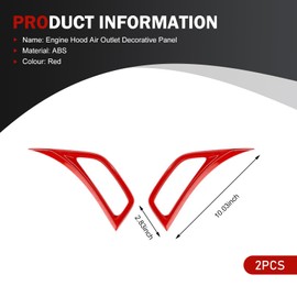 Zikefest 2PCS Side Fender Vent Decal Trim Cover, Fender Hood Vent Trim Panel, Compatible with Jeep Wrangler JL JLU Gladiator JT 2018-2023, Auto Exterior Accessories (Red)