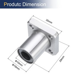 QUARKZMAN LMK10UU Linear Ball Bearing 10 mm Bore 19 mm Outer Diameter 29 mm Length Square Flange Steel Cage for CNC Machine 3D Printer