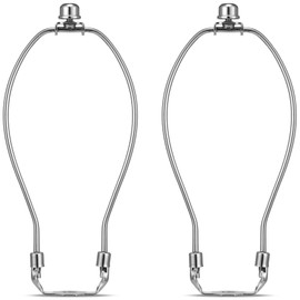 9 Inch Lampshade Harp Kit with Solid Lamp Finial Caps, 2 Set [Heavy Duty] Lamp Harp Holder with 3/8 Standard Saddle for Table and Floor Lamps (Nickel)