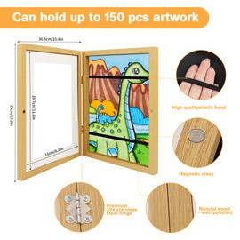 Kids Art Frames Front Opening A4, Childrens Artwork Display Picture Frame, Display Pictures in Portrait or Landscape, Artwork Display Storage Frames For Children Drawing Crafting (1, Wood)