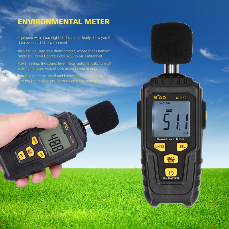 Multifunction Sound Level Meter Decibel Monitor Temperature Tester Environmental InstrumentKD850