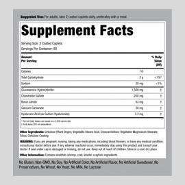 Piping Rock Glucosamine Chondroitin | 160 Caplets | with Hyaluronic Acid | Advanced Formula | Joint Support Supplement | Non-GMO, Gluten Free
