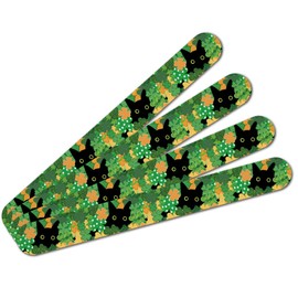 St. Patrick's Day Black Cat Shamrock Double-Sided Nail File Emery Board Set 4 Pack