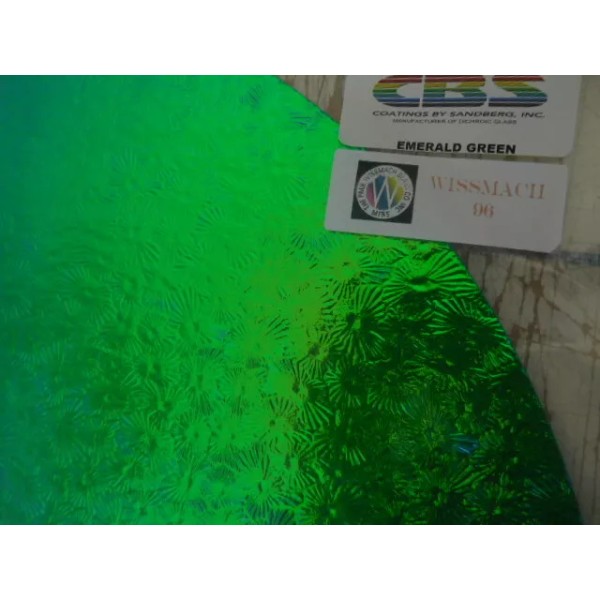 CBS Dichroic Glass:CBS 96 COE -Emerald Green on Florentine Textured