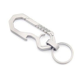 FEGVE Titanium Keychain Key Holder Quick Release Keychain Buckle Bottle Opener EDC Tool for Men and Women (Grey)
