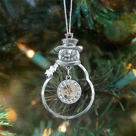 Inspired Silver - Daughter Daisy Flower - Silver Christmas Ornament - Circle Charm Christmas Tree Ornament with Cubic Zirconia - Snowman Hanging Decoration