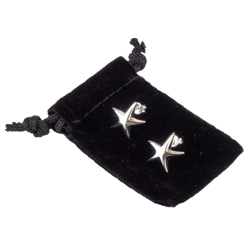 925 Solid Sterling Silver Starfish 16mm Post Stud Earrings –