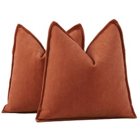 MADIZZ Textured Chenille Throw Pillow Covers Set of 2 Super Soft Decorative Pillow Covers Boho Cushion Covers Modern Farmhouse Home Decor for Sofa Bedroom 24x24 inch Rust
