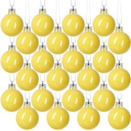 24 Pcs Christmas Ball Ornaments Christmas Hanging Decorations 1.96 Inch Yellow Christmas Balls Xmas Tree Hanging Decoration Ball Ornaments for Holiday Festival and Xmas Party Decor (1.96 Inch)