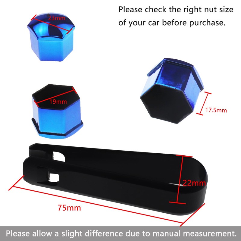 Nihfien 20 Pcs Wheel Lug Nut Covers, 19mm Universal Anti-Rust