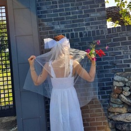 Long Ribbon Wedding Veil for Bridal Shower Veil