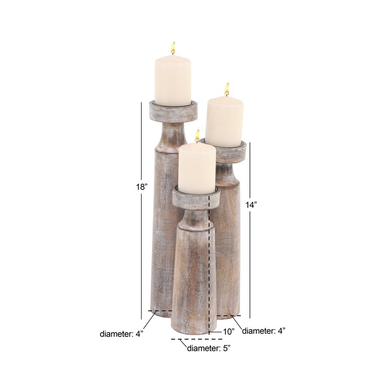 Deco 79 30972 Candle Holder, Brown