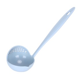 Retoo Slotted Spoon Straining Spoon Heat Resistant Hook Handle Ladle Soup Ladle for Pasta Vegetables Fried Food Ergonomic Long Handle 27 cm Plastic Width 7.5 cm Blue