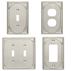 Brainerd Double Switch Single Switch Plate Outlet Cover Wall Rocker Satin Nickel - Single Duplex Outlet Wall Plate