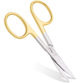 Fine Lines - Thick Nail Scissors - Stainless Steel Curved Scissor for Women & Men - Gold Manicure Scissors for Nails, Cuticle & Hair Trimming - Suitable for Manicure, Pedicure, Hair & Beard Grooming
