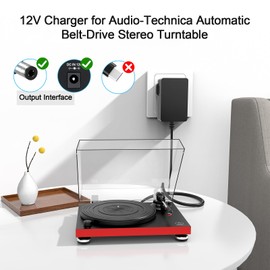 12V Power Cord for Audio Technica Turntable for Audio-Technica AT-LP60X AT-LP60X-BK AT-LP60X-BW AT-LP60XBT-RD AT-LP120XUSB-BK Direct-Drive Turntable Record Player
