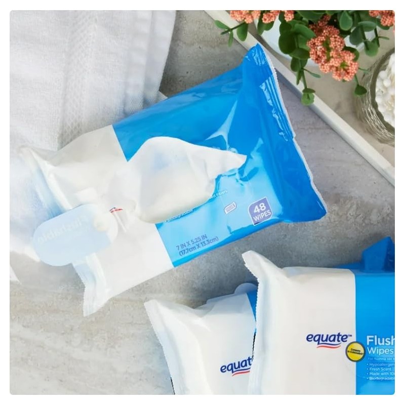 Generic Fresh Scent Flushable Wipes, 5 Packs of 48 Wipes