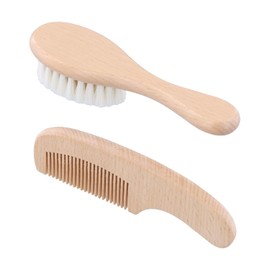 Peine Y Cepillo Bebé Cerdas Naturales Suaves Suavecitas Madera para recién nacidos mini madera cepillo para bebés y juego de peine y suave recién nacido ducha, cabello