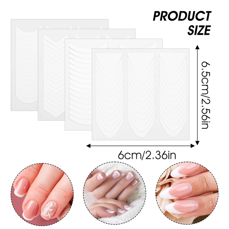 Guduling 1620 Pcs French Tip Stickers Guide,Self-Adhesive French Manicure Strips,4