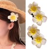 6Pcs Hawaiian Plumeria Flower Hair Clips with Pearl, 5cm and