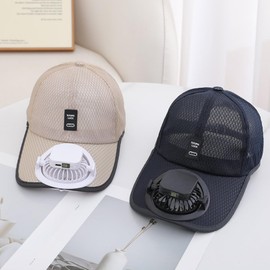 Unisex Baseball Cap Built-in Fan Solar-USB Fan Dual Modes Sun Hat Golf Cap Camping UV Protection Outdoor Hat for Men Women Black