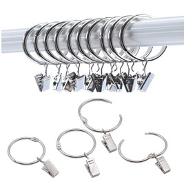 Kclongvs 40 Pack Openable Curtain Rings with Clips Metal Hangers Ring, Drapery Clips Hooks, Decorative Curtain Rod Clips Hangers 1.5 Inch Interior Diameter Eyelets(Silver,1.5")