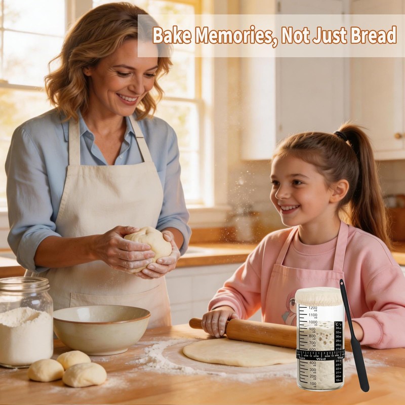 Extra Large Sourdough Starter Jar Kit, 48 Oz Wide Mouth