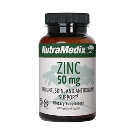 NutraMedix Zinc 50mg - Zinc Supplements for Immune, Skin & Antioxidant Support - Easy to Digest Zinc/Mineral & Vitamin Support for General Wellness & Immune Health (60 Vegetarian Capsules)
