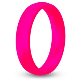 Knot Theory Neon Pink Silicone Ring for Women Men - Breathable Comfort Fit 4mm Wedding Band Size 8