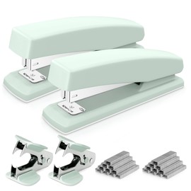 Deli Stapler, Desktop Stapler, 2 Pack, Office Stapler, 25 Sheet Capacity, Includes 2000 Staples and 2 Staple Removers, 2 Pack, Green