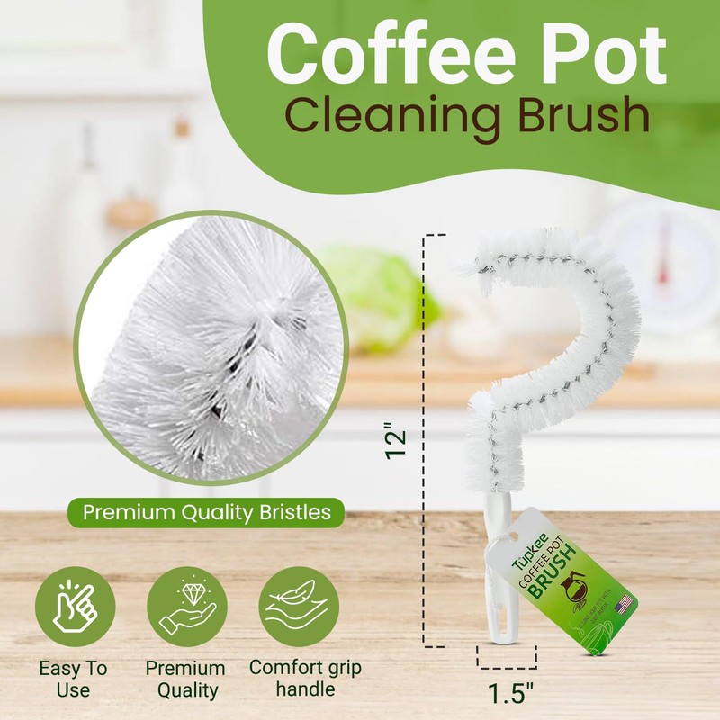 Tupkee Coffee Pot Cleaning Brush – Non Scratching, Long Lasting