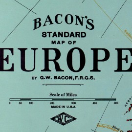 Antiguos Maps Bacon's Standard Wall MAP of EUROPE circa 1921 24" x 32" Big Large Print Poster