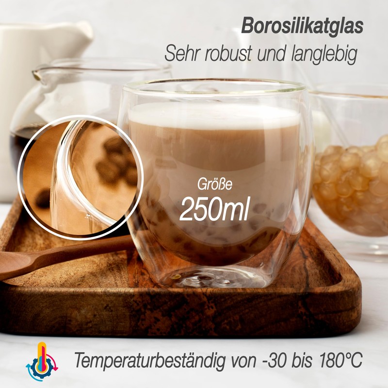 NORDIC SCHILLER Double-walled coffee glasses, latte macchiato glasses, double-walled, 2