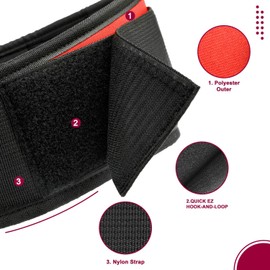 EVO Fitness Weight Lifting Belt AUTO LOCK 6.5” Neoprene Padded Back Lumbar Support Gym Training Exercise Workout Bodybuilding Powerlifting Deadlifts Squats with 18" Wrist Wrap (X-Large, Red)