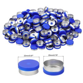 PATIKIL 20mm Flip Off Caps, 200 Pcs Flip Off Caps Flip Off Seals Flip Off Vial Seals Plastic Aluminum Caps Cover for Glass Vial, Blue