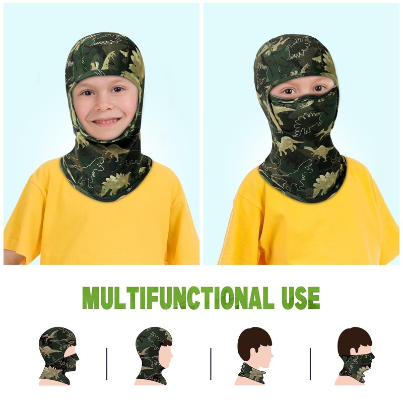 Dinosaur Kids Balaclava Windproof Ski Face Mask for Girls Boys