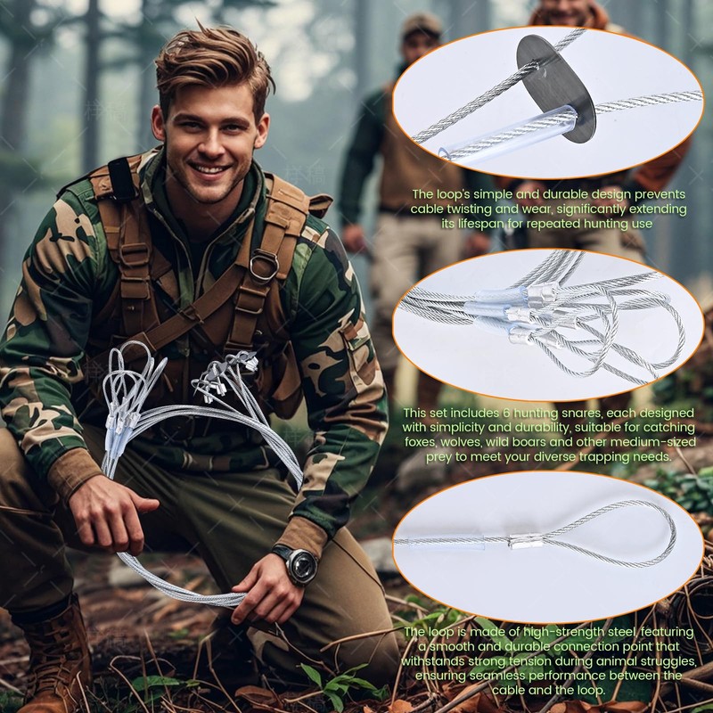 Bompro New 6 pcs Trap Wire 60“ 3/32” 7x7