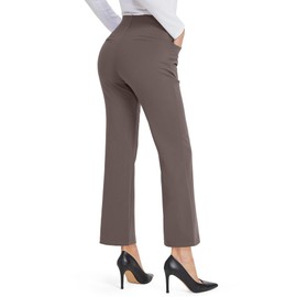 G4Free Women's Yoga Dress Pants Bootcut Work Slacks Pants Stretch Office Casual Pants Petite/Regular/Long(Taupe,XL,25")