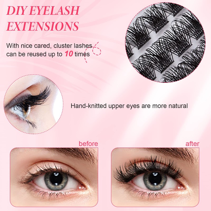 Lashes Cluster 72 Pcs Individual Lashes D Curl 8-16 mm