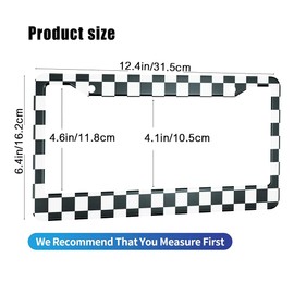 HOSNYE Race Flag License Plate Frame Checkerboard Vintage Board Metal 2 Pcs 2 Holes Black Licenses Plates Frames Front Licenses Plate Covers Car Tag Frame for Women Men US Vehicles