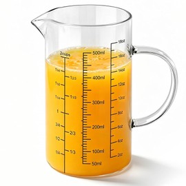 BZTT 18OZ Glass Measuring Cup with Insulated Handle V-Shaped Spout 2 Cup